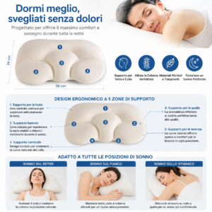 Cuscino Ortopedico Cervicale Memory Foam Micro-Sfere Emicranie Dolori Cuscino Ortopedico Cervicale Memory Foam Micro-Sfere Emicranie Dolori