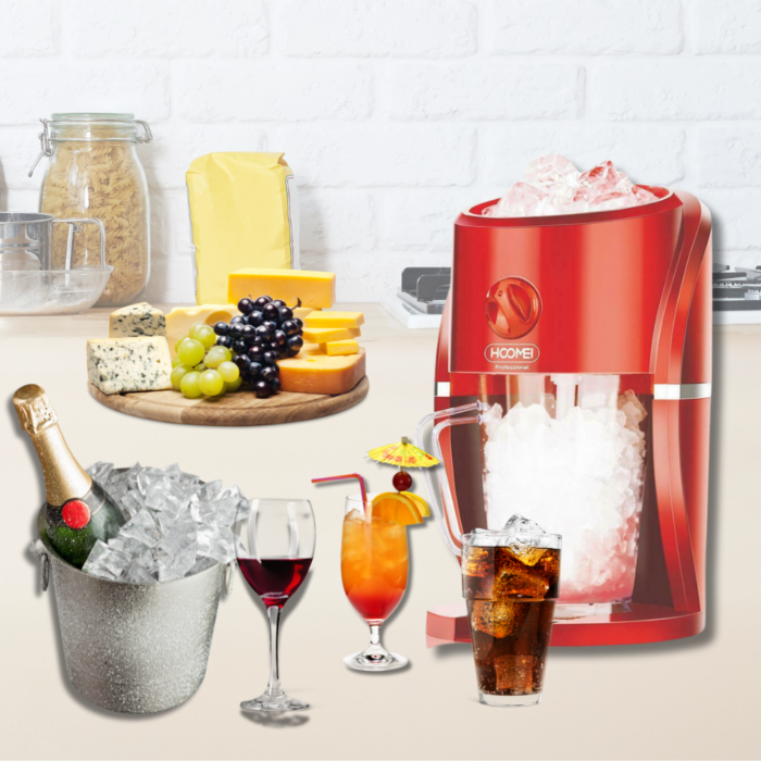 Macchina Tritaghiaccio con Lame in Acciaio per Cubetti di Ghiaccio, Cocktail, Drink, Frullati con Contenitore