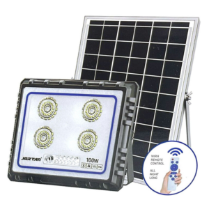 Faro Solare 100W Slim Sensore Crepuscolare IP66 per Esterni con Telecomando
