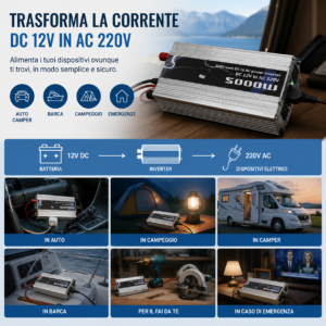 Inverter 5000W 12V 220V Portatile Pinze Fotovoltaico Auto Camper Barca Inverter 5000W 12V 220V Portatile Pinze Fotovoltaico Auto Camper Barca