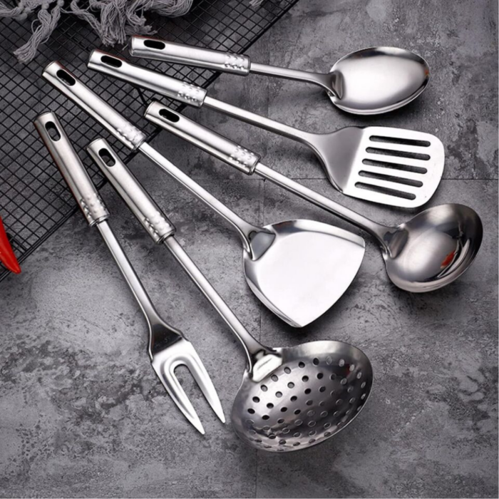 Set 6 Pezzi da Cucina Stand in Acciaio Inox Mensili Utensili per la Casa