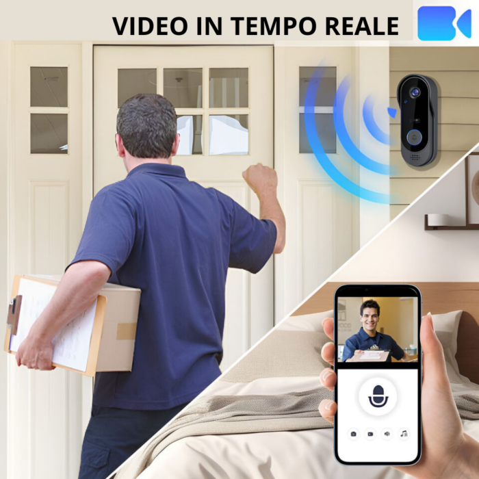 Campanello Wireless con Videocamera Applicazione sul Cellulare, Sicurezza della Casa per Porta, Portone