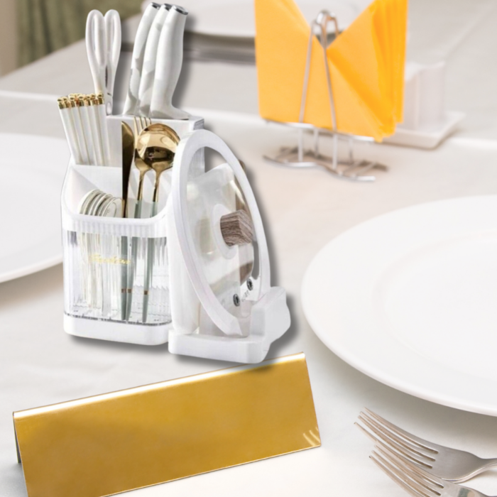 Portaposate e Porta Coperchio 2 in 1, Design Moderno per Cucina, Posate