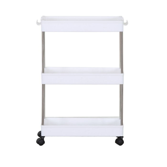 Carrello Portaoggetti 3 Ripiani con Ruote Salvaspazio, Mensole Stretto per Bagno, Cucina, Ufficio