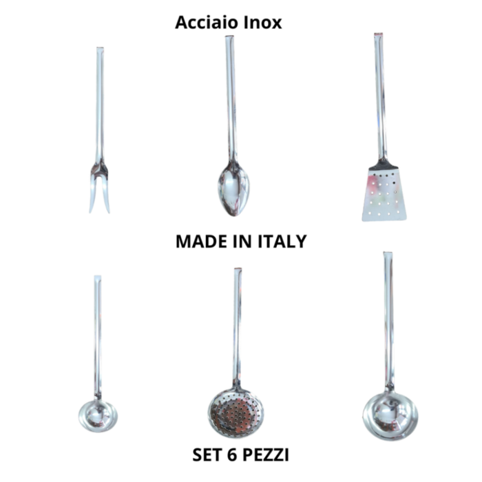 Set 6 Pezzi da Cucina Stand in Acciaio Inox Mensili Utensili per la Casa