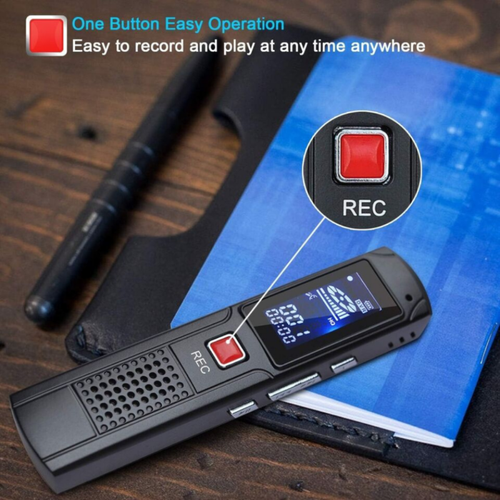 Registratore Vocale 16Gb Portatile Mp3 con Cuffie - Mini Audio Recorder LCD