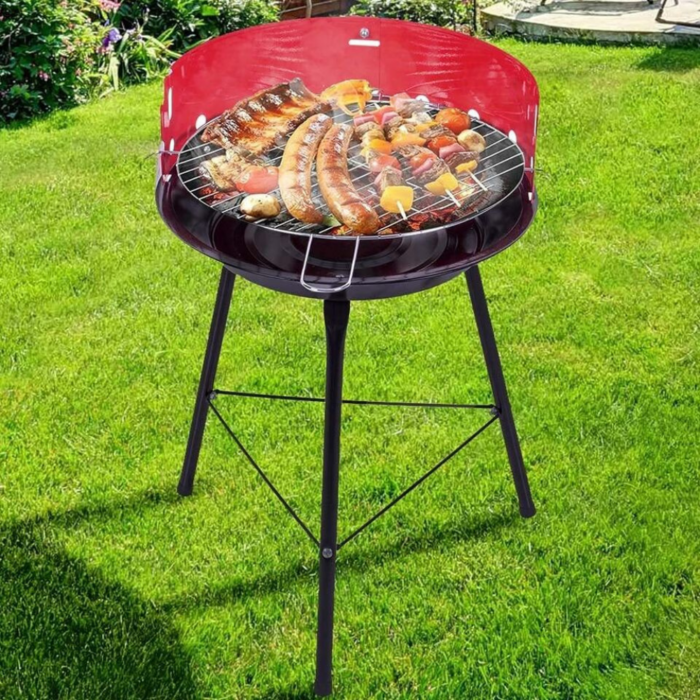 Barbecue a Carbonella BBQ Grill Portatile in metallo con Paravento 33 cm Carbone