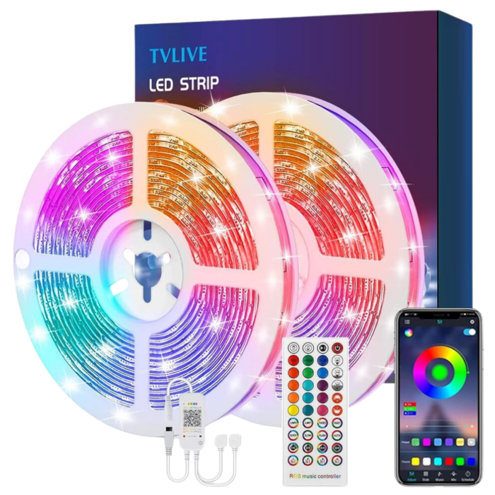 Striscia LED RGB 5 Metri Luci Multicolore Controllo con Applicazione, Telecomando