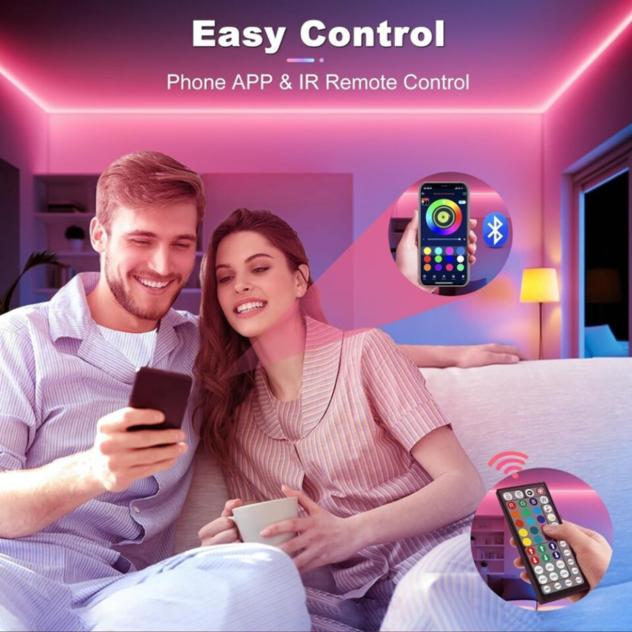 Striscia LED RGB 5 Metri Luci Multicolore Controllo con Applicazione, Telecomando