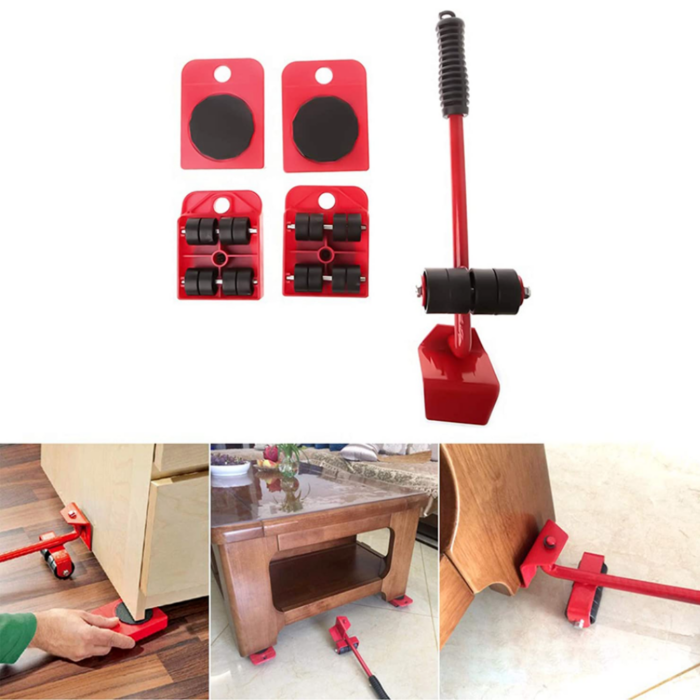 Kit Sollevatore Mobili o Lavatrice con Piastra a Ruote per Sollevamento Pesi fino a 150 Kg