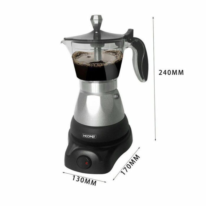 Caffettiera Elettrica 400W 3 Tazze per Caffè Macinato, Moka