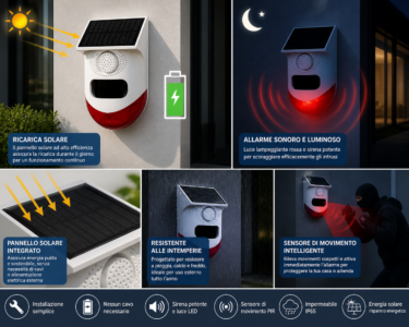Allarme Solare PIR IP65 Esterno con Sirena Antifurto Impermeabile Intelligente Allarme Solare PIR IP65 Esterno con Sirena Antifurto Impermeabile Intelligente