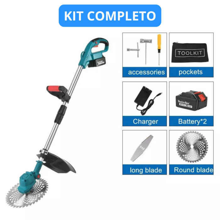 Decespugliatore Doppia Batteria 72V Universale Tagliaerba Elettrico 5 Ah Tagliabordi fino a 10cm