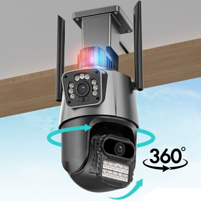 PTZ Telecamera Videosorveglianza 6MP 4K | WiFi, Doppio Obiettivo, Allarme e Audio Bidirezionale | IP66 Infrarossi
