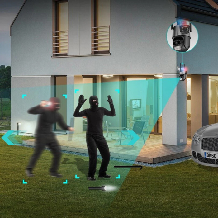 PTZ Telecamera Videosorveglianza 6MP 4K | WiFi, Doppio Obiettivo, Allarme e Audio Bidirezionale | IP66 Infrarossi