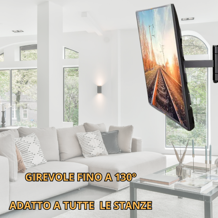 Staffa Porta TV Supporto Monitor Con Braccio Estensibile Da 20 a 65 Pollici Regolabile