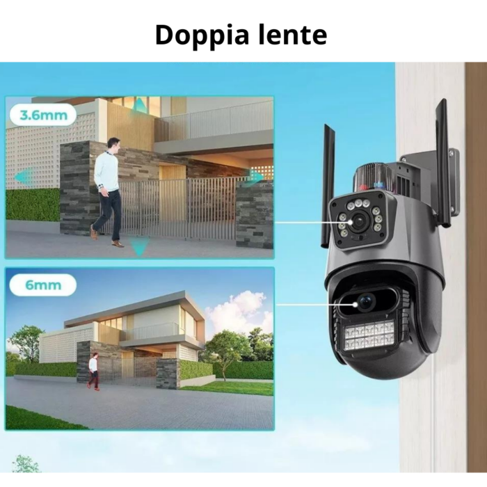 PTZ Telecamera Videosorveglianza 6MP 4K | WiFi, Doppio Obiettivo, Allarme e Audio Bidirezionale | IP66 Infrarossi