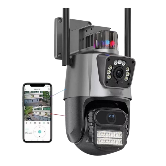 PTZ Telecamera Videosorveglianza 6MP 4K | WiFi, Doppio Obiettivo, Allarme e Audio Bidirezionale | IP66 Infrarossi