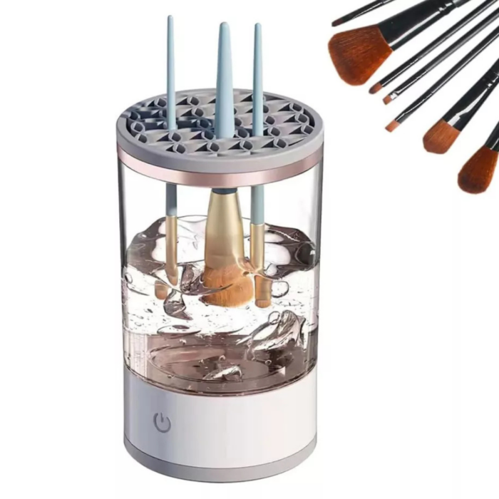 Pulitore Elettrico per Pennelli da Trucco, Asciugatura Automatica, Disinfettante e Ricaricabile