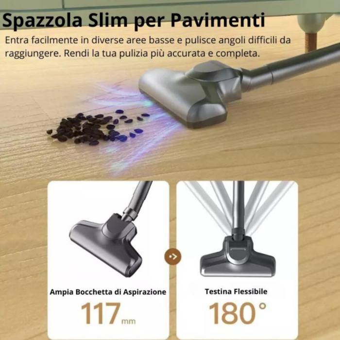 Aspirapolvere Senza Fili 4 in 1 – Ricaricabile, Display LCD, Filtro HEPA per Polvere e Peli