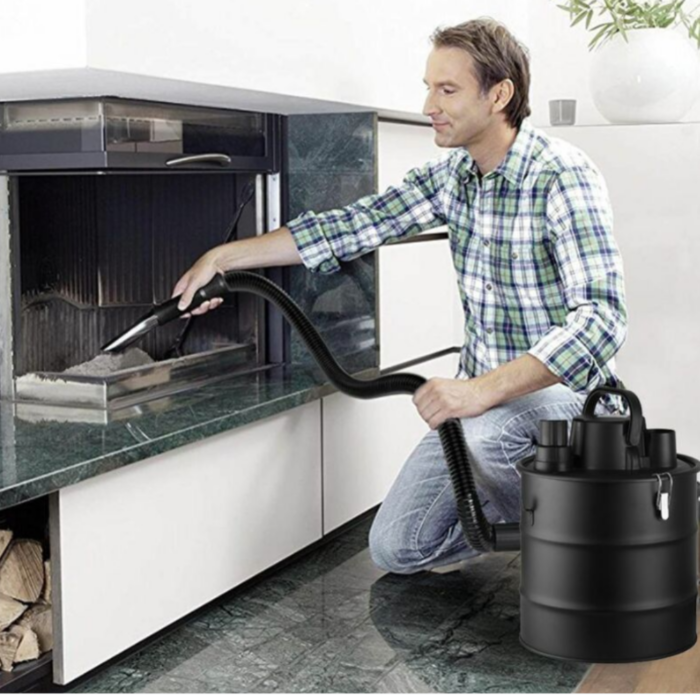 Bidone Aspiracenere 20 Litri con Funzione Soffiatore Professionale 1200W Filtro HEPA per Stufe e Camini
