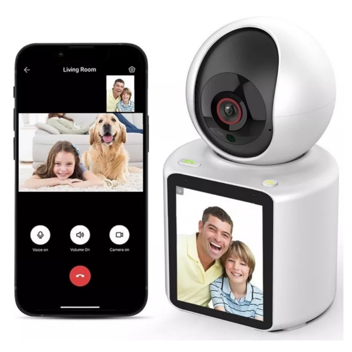 Telecamera Videosorveglianza con Schermo Display 2,8" Videochiamata 2Mp Audio Bidirezionale, Videocamera IP Wi-Fi Infrarossi