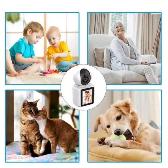 Telecamera Videosorveglianza con Schermo Display 2,8" Videochiamata 2Mp Audio Bidirezionale, Videocamera IP Wi-Fi Infrarossi