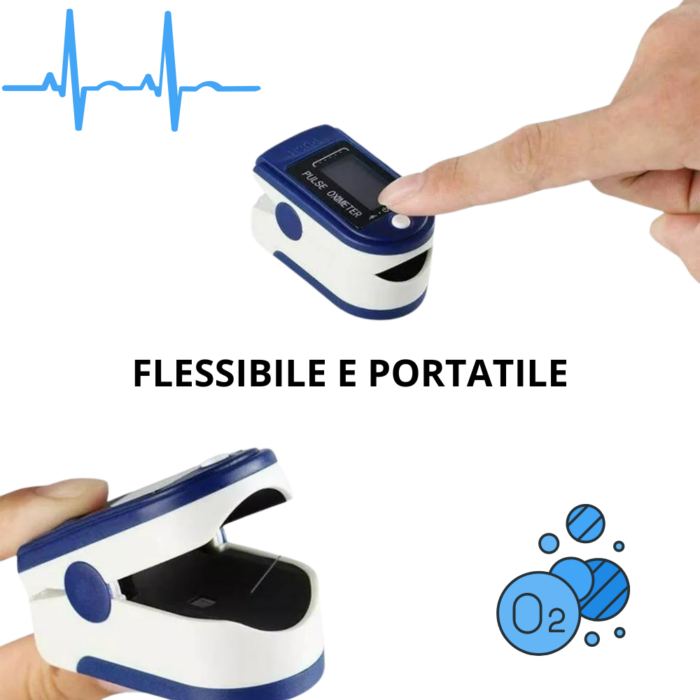 Saturimetro a Dito Portatile – Pulsossimetro con Display LED per Ossigeno e Frequenza Cardiaca