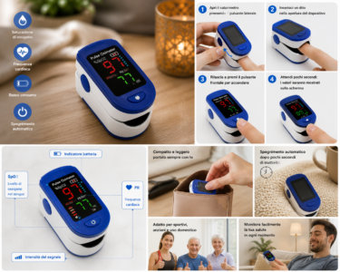 Saturimetro Pulsossimetro Dito LED Ossigeno Frequenza Cardiaca Portatile Saturimetro Pulsossimetro Dito LED Ossigeno Frequenza Cardiaca Portatile