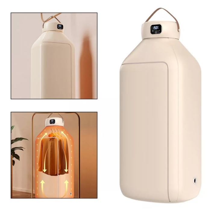 Asciugatrice Portatile Rotante 600W – Pieghevole con Display LED e Timer per Vestiti e Biancheria