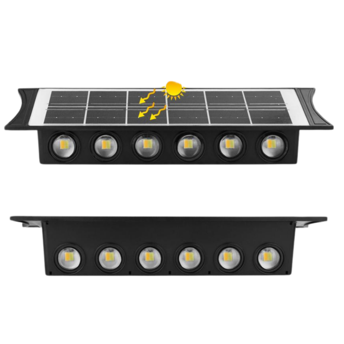 Appliques Luce Bidirezionale 12 LED a Ricarica Solare, Luce Fredda o Calda per Parete Muro Giardino Esterni