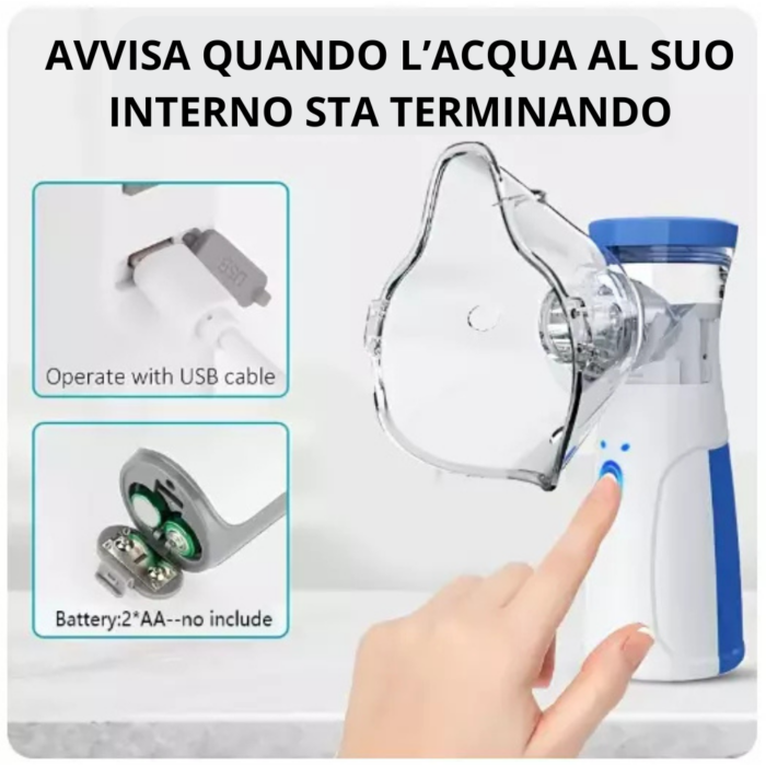 Nebulizzatore Aerosol Portatile Senza Fili – Inalatore Ricaricabile USB con 3 Mascherine per Bambini e Adulti