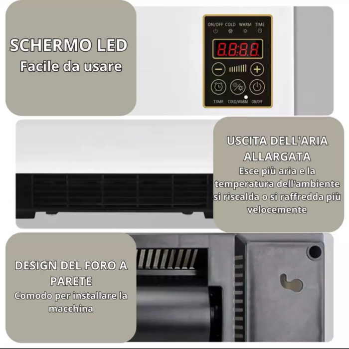 Termoconvettore 1500W Climatizzatore da Parete | Stufa a Basso Consumo con Asse Stendipanni