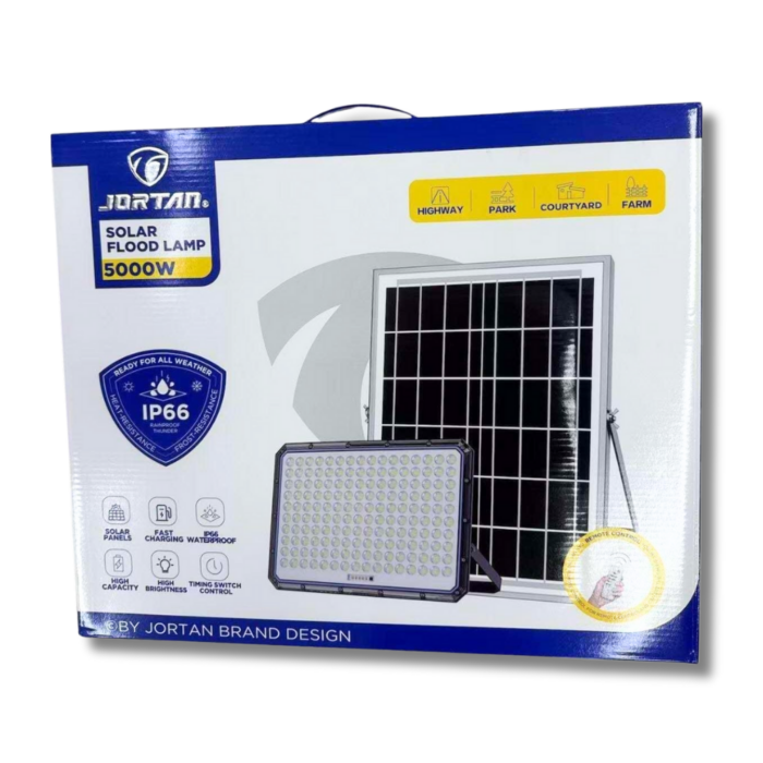 Faro LED 5000W Slim a Ricarica Solare | Pannello Crepuscolare, Luce Bianca IP66