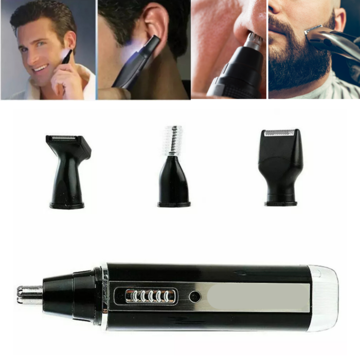 Epilatore 4 in 1 Uomo | Rasoio in Acciaio con Testine Intercambiabili per Barba, Basette, Peli Corti