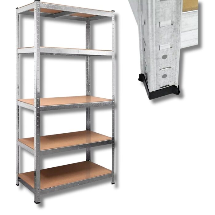 Scaffale 5 Ripiani x 175Kg per Carichi Pesanti | Scaffalatura in Metallo e Legno 180x90x40cm
