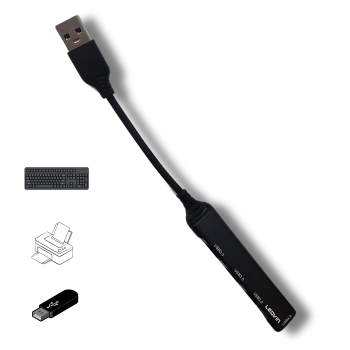 Hub 4 Porte USB 3.0 Alta Velocità per Trasferimento Dati Superveloce