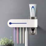 Portaspazzolino da Parete con Sterilizzatore UV Dispenser 5 posti Dentifricio Automatico USB