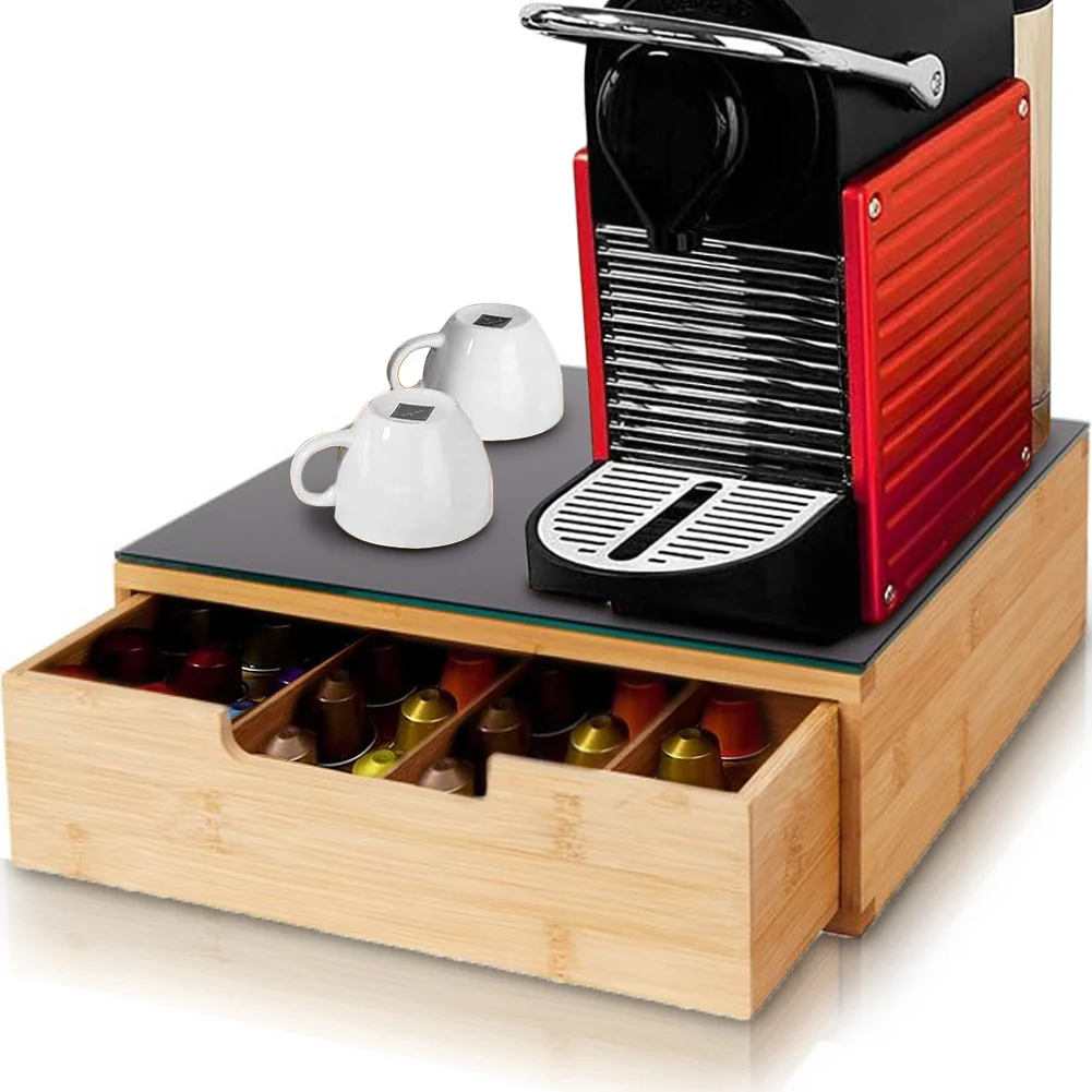 5800164 Porta Capsule e Cialde da Caffè in Legno | Cassetto Organizzatore