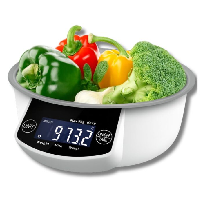 Bilancia Cucina Digitale 5Kg | Display LCD Alta Precisione con Ciotola Acciaio