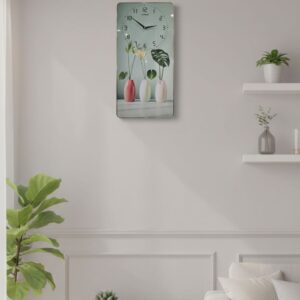 Orologio da Parete Decorativo Rettangolare | Design Vasi e Piante, Quadrante Analogico Orologio da Parete Decorativo Rettangolare | Design Vasi e Piante, Quadrante Analogico