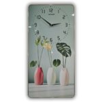 Orologio da parete decorativo rettangolare con design vasi e piante. Movimento silenzioso e quadrante analogico.