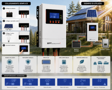 Regolatore Solare MPPT 60A 12-48V | Inverter 800–3200W con Controllo WiFi Regolatore Solare MPPT 60A 12-48V | Inverter 800–3200W con Controllo WiFi