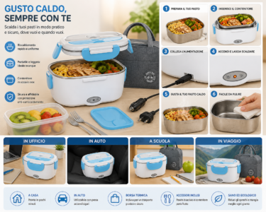 Scaldavivande Elettrico Portatile 1.5L 220V | Lunch Box con Borsa Termica e Inox 55W Scaldavivande Elettrico Portatile 1.5L 220V | Lunch Box con Borsa Termica e Inox 55W