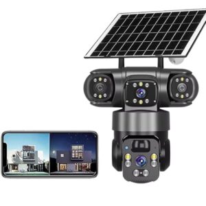 Telecamera Solare WiFi Quadruple Vision 360° | Doppia Lente 2K, PIR, Batteria 8000mAh Telecamera Solare WiFi Quadruple Vision 360° | Doppia Lente 2K, PIR, Batteria 8000mAh