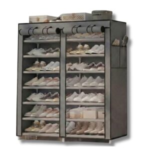 Scarpiera 16 Ripiani Chiudibile | 48 Paia Scarpe, Portata 30Kg con Tenda Scarpiera 16 Ripiani Chiudibile 48 Paia Scarpe, Portata 30Kg con Tenda