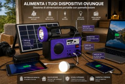 Generatore solare compatto Jortan 5000mAh | con torcia 5W Sistema LED Radio FM Generatore solare compatto Jortan 5000mAh | con torcia 5W Sistema LED Radio FM