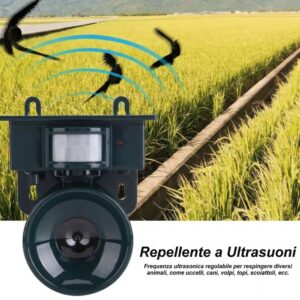 Repellente Ultrasuoni Uccelli Solare con Sensore PIR | Anti Animali Selvatici Repellente Ultrasuoni Uccelli Solare con Sensore PIR | Anti Animali Selvatici
