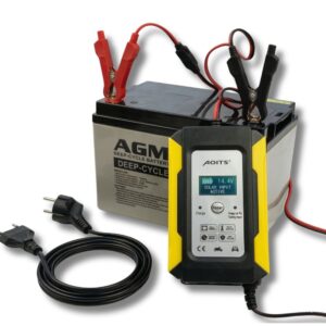 Caricabatterie 12V 10A per Batterie Gel e Litio | Display Digitale con Pinze Caricabatterie 12V 10A per Batterie Gel e Litio | Display Digitale con Pinze