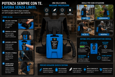 Batteria a Zaino 168VF 20Ah per Elettroutensili | Con Caricatore Batteria a Zaino 168VF 20Ah per Elettroutensili | Con Caricatore
